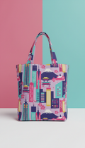 Tokyo Pattern Reusable Tote Bag