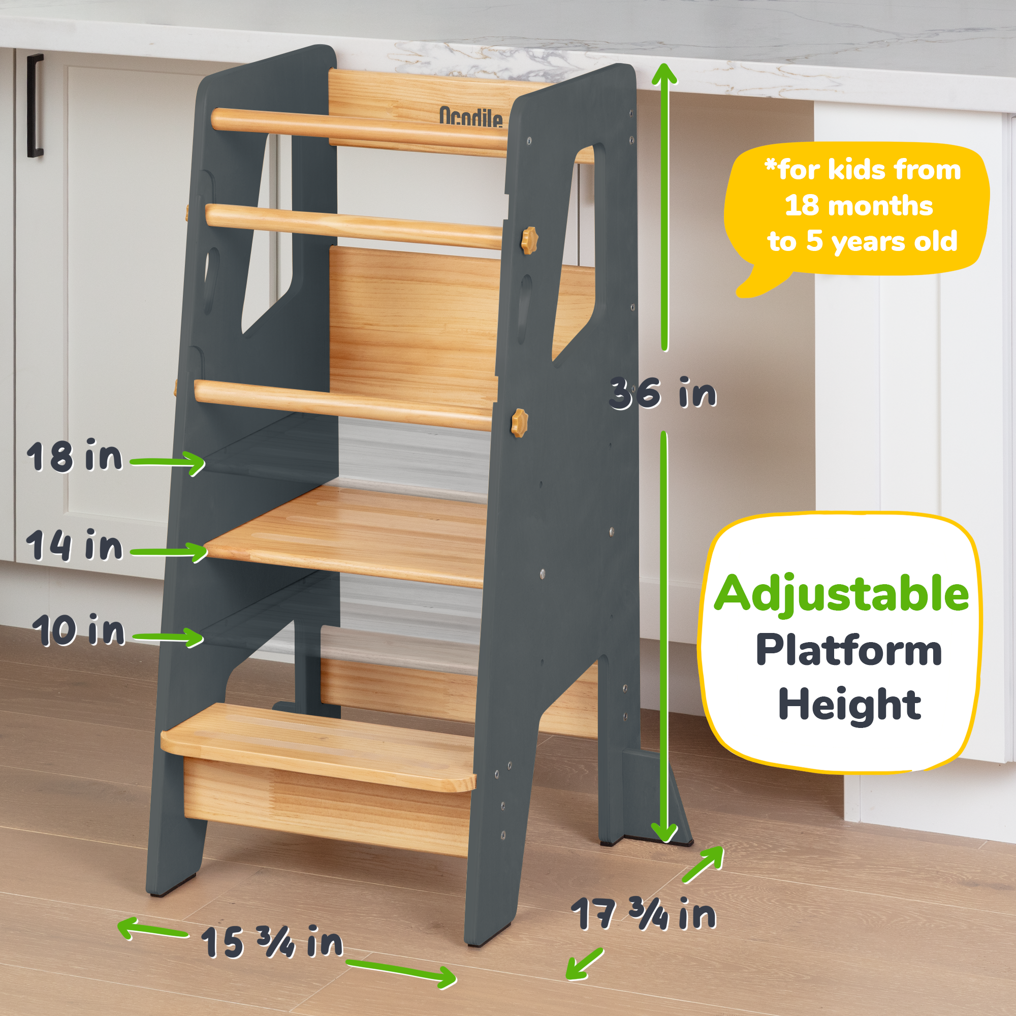 Toddler Tower - Adjustable Kitchen Stool Helper