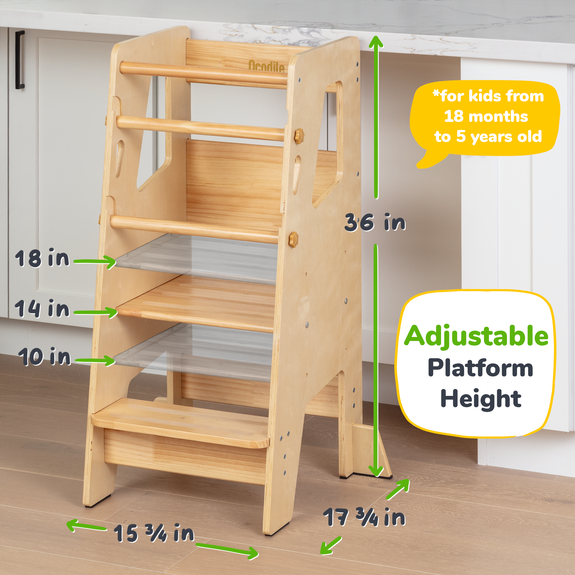 Toddler Tower - Adjustable Kitchen Stool Helper