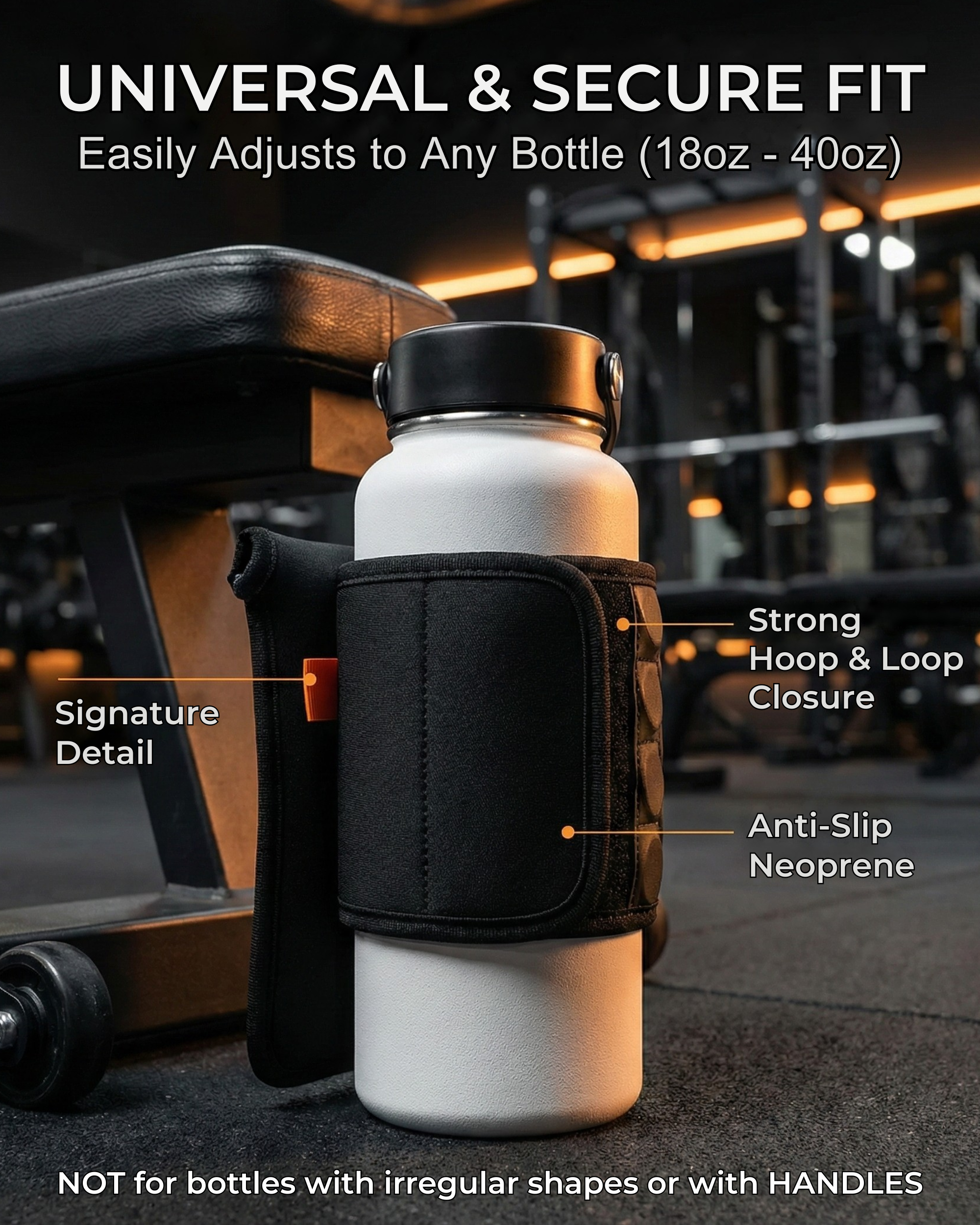 Magnetic Water Bottle Sleeve for Gym | Attaches to Metal Equipment | Fits 18-40oz Bottles | Phone Pocket | BLAUBECK